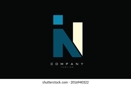 Alphabet letters Initials Monogram logo IN, NI, I and N