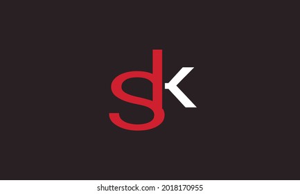 Letras alfabéticas Iniciales Logotipo Monograma SK, KS, S y K