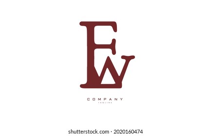 Letras alfabéticas Iniciales Logotipo Monograma FW, WF, F y W