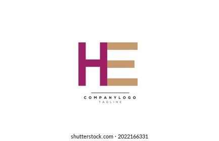 Alphabet letters Initials Monogram logo HE, HE INITIAL, HE letter