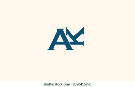 Letras alfabéticas Iniciales Logotipo Monograma AK, KA, A y K