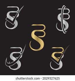 Letras alfabéticas Iniciales Logotipo de monograma BS, SB, B y S