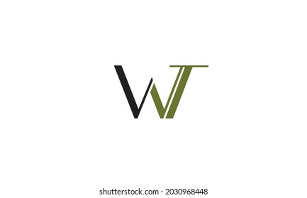 Letras alfabéticas Iniciales Logotipo Monograma WT, TW, W y T