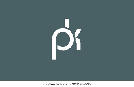 Letras alfabéticas Iniciales Logotipo Monograma PK, KP, P y K
