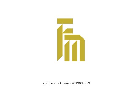 Letras alfabéticas Iniciales Monograma FM, F y M