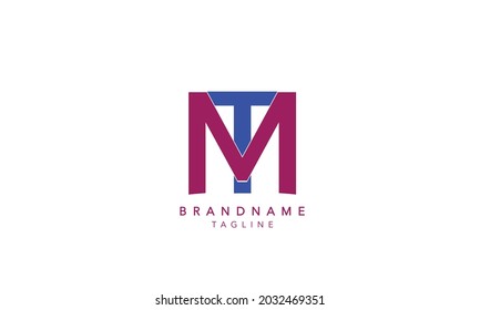 Letras alfabéticas Iniciales logotipo monograma MT, MT INITIAL, MT letter, M y T