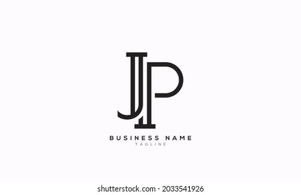 Letras alfabéticas Iniciales Logotipo Monograma JP, J y P