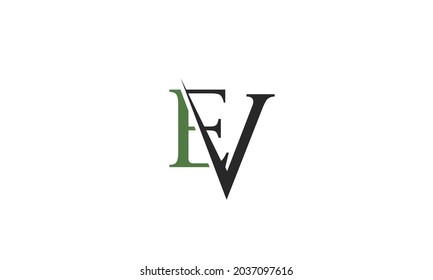 Letras alfabéticas Iniciales Logotipo Monograma EV, VE, E y V