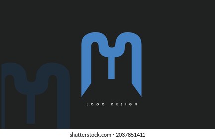 Letras alfabéticas Iniciales Logotipo Monograma MY, YM, M e Y