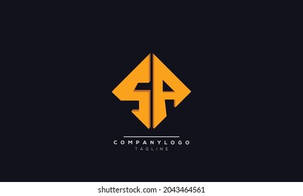 Letras alfabéticas Iniciales Monograma SA, S y A