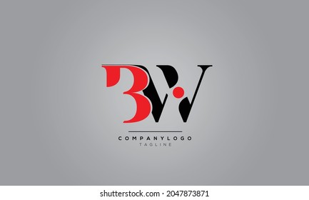 Alphabet letters Initials Monogram logo BW, BW INITIAL, BW letter