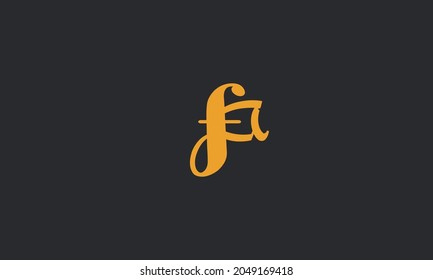 Letras alfabéticas Iniciales Monograma FA, AF, F y A