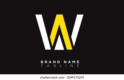 Letras alfabéticas Iniciales logotipo de monograma WA, AW, W y A