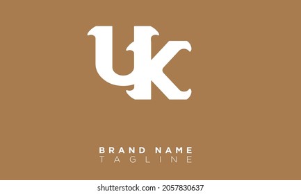 Letras alfabéticas Iniciales Logotipo Monograma Reino Unido, KU, U y K