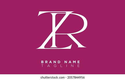 Letras alfabéticas Iniciales Logotipo Monograma ZR, RZ, Z y R