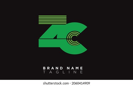 Letras alfabéticas Iniciales Logotipo Monograma ZC, CZ, Z y C