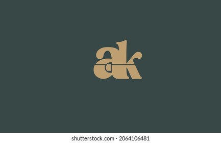 Letras alfabéticas Iniciales Logotipo Monograma AK, KA, A y K