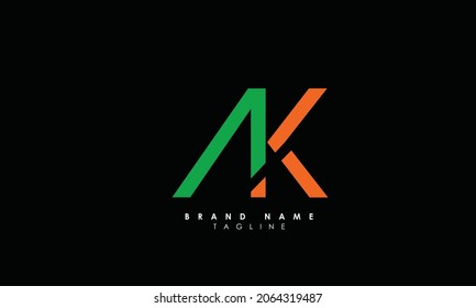 Alphabet letters Initials Monogram logo AK, KA, A and K
