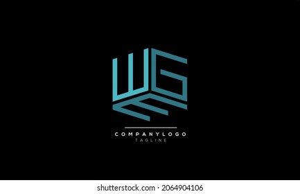 Letras alfabéticas Iniciales logotipo de monograma WG, WG INITIAL, letra WG