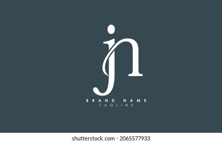 Alphabet letters Initials Monogram logo JN, NJ, J and N