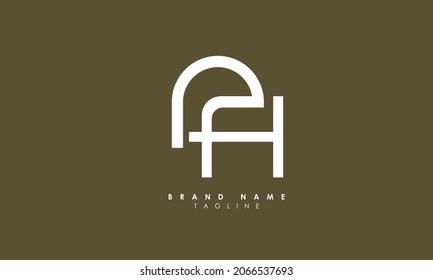 Letras alfabéticas Iniciales Logotipo Monograma FH, HF, F y H