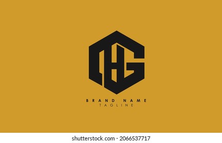 Letras alfabéticas Iniciales Logotipo Monograma HG, GH, H y G