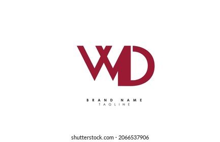 Letras alfabéticas Iniciales Monograma WD, DW, W y D