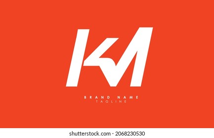 Letras alfabéticas Iniciales Logotipo Monograma KM, MK, K y M
