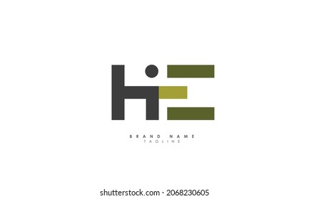 Alphabet letters Initials Monogram logo HE, EH, H and E