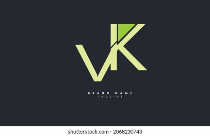 Letras alfabéticas Iniciales Logotipo Monograma VK, KV, V y K