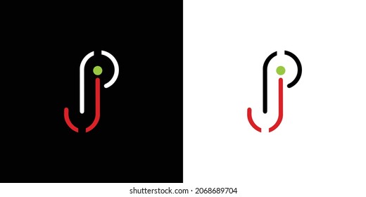Alphabet letters Initials Monogram logo PJ or JP. Illustration vector with business card design.