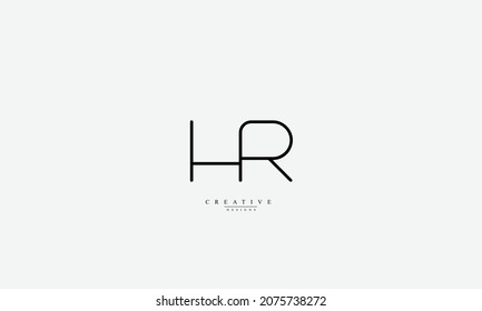 Letras alfabéticas Iniciales logotipo de monograma HR RH H R