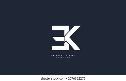 Letras alfabéticas Iniciales Logotipo Monograma EK, KE, E y K
