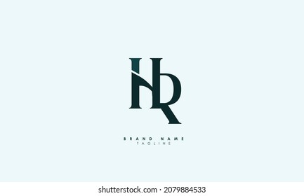 Alphabet letters Initials Monogram logo HR, RH, H and R