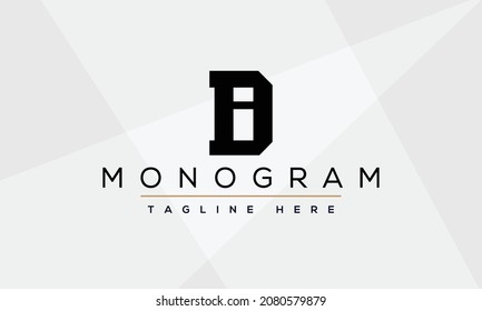 Alphabet letters Initials Monogram logo DI, ID, D and I