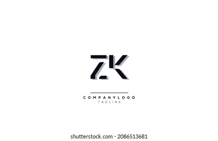 Alphabet letters Initials Monogram logo ZK, ZK INITIAL, ZK letter