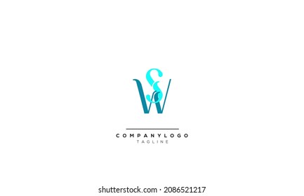Letras alfabéticas Iniciales logotipo de monograma SW, SW INITIAL, letra SW