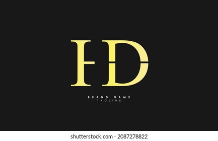Letras alfabéticas Iniciales Logotipo Monograma HD, DH, H y D