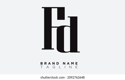 Letras alfabéticas Iniciales Logo Monograma FD, DF, F y D