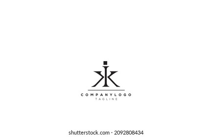 Alphabet letters Initials Monogram logo I, K INITIAL, KI letter