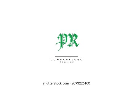 Letras alfabéticas Iniciales Logo de Monograma PR, PR INITIAL, carta PR