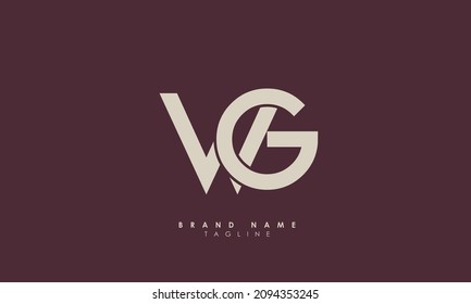 Letras alfabéticas Iniciales logotipo de monograma WG, GW, W y G