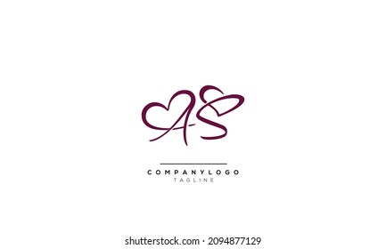 Alphabet letters Initials Monogram logo AS, AS INITIAL, AS letter