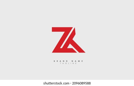 Letras alfabéticas Iniciales Logotipo Monograma ZK, KZ, Z y K