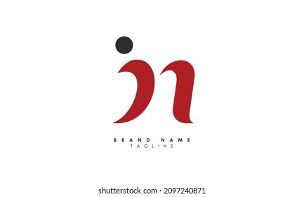 Alphabet letters Initials Monogram logo IN, NI, I and N