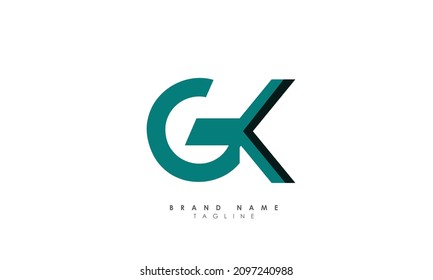 Letras alfabéticas Iniciales Logotipo Monograma GK, KG, G y K