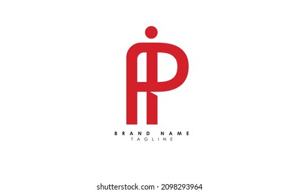 Letras alfabéticas Iniciales Logo PI, IP, P e I