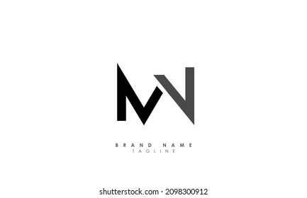 Letras alfabéticas Iniciales Logotipo Monograma MV, VM, M y V