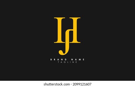 Letras alfabéticas Iniciales Logotipo Monograma JH, HJ, J y H