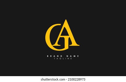 Letras alfabéticas Iniciales Logotipo Monograma GA, AG, G y A